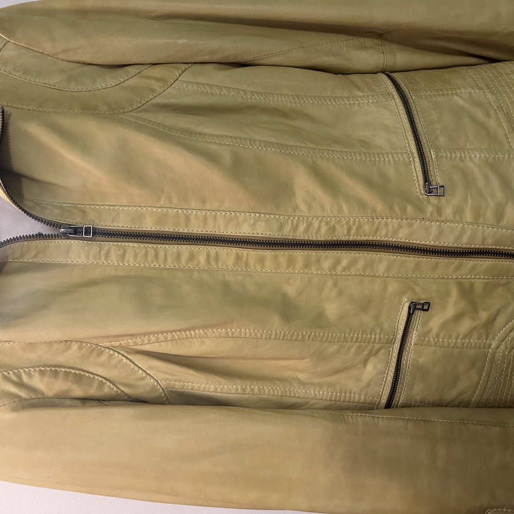 Women's Leather Jacket in Olive Green